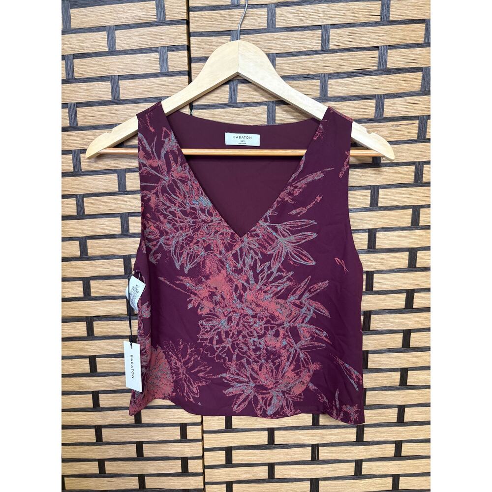 Babaton Burgundy Floral Tank Top Size XXS